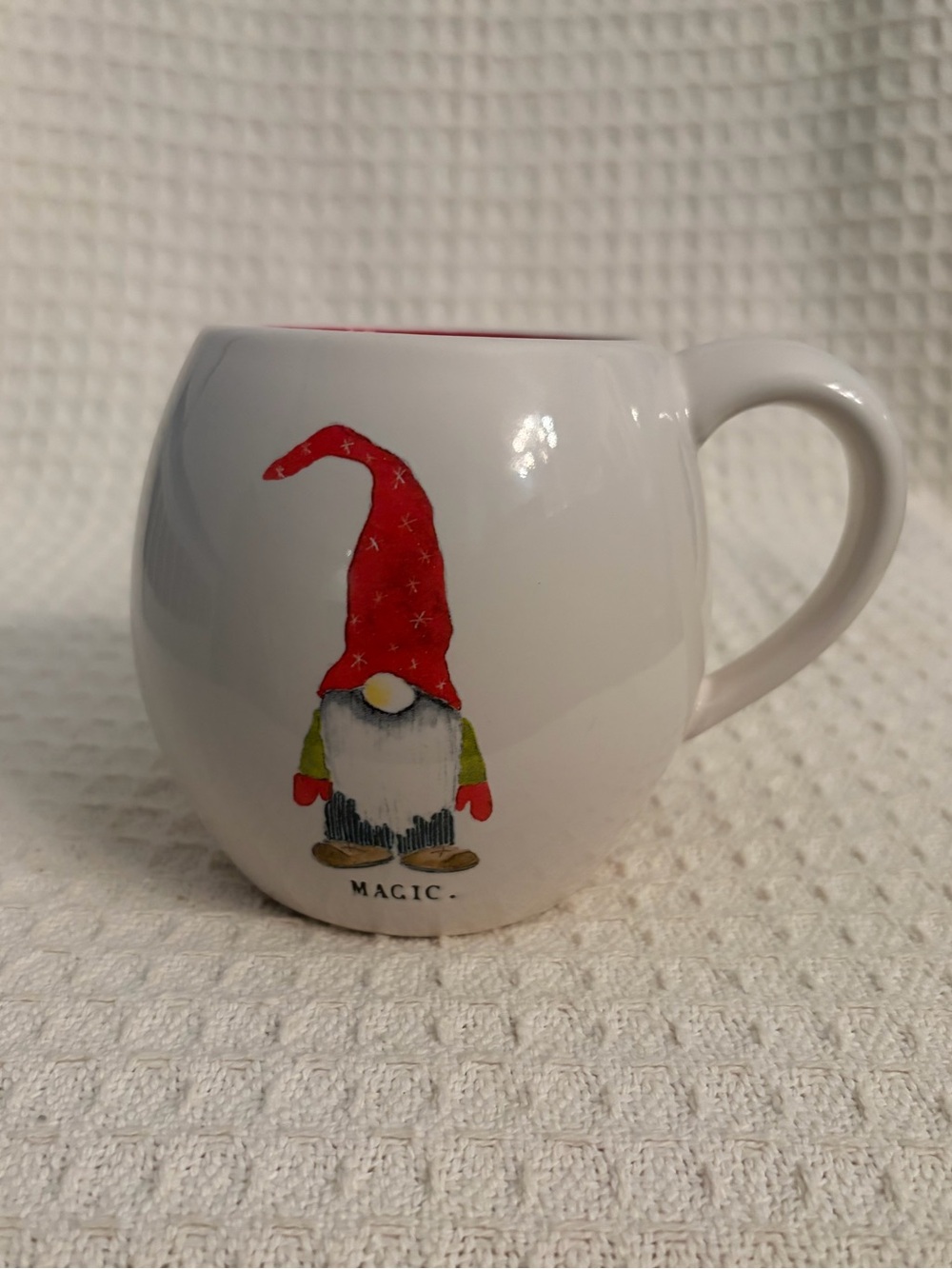 Rae Dunn Artisan Collection White Ceramic Mug With Gnome & Magic Graphic Design